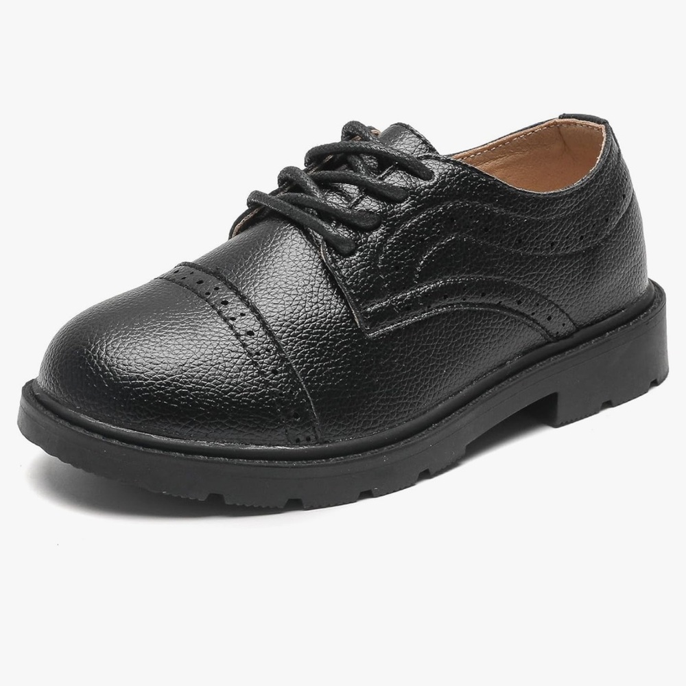 Black Dress shoes toddler boy sz 8 (24)